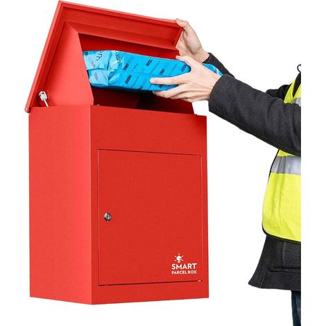 SMART PARCEL BOX® Medium Wall Mounted Parcel Box Front Removal Red