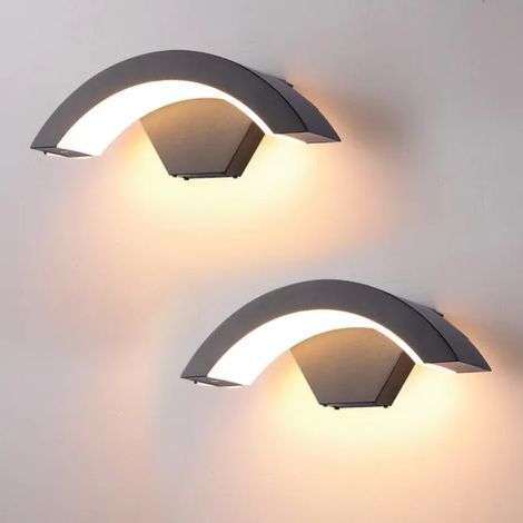 Paquet de 2 appliques murales LED d'extérieur, lampes murales modernes 24W, lumières décoratives d'intérieur LED, étanche IP65, blanc chaud 3000K (1/3)
