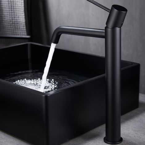 Imex - Grifo Monomando Lavabo Caño Alto Negro Serie Monza