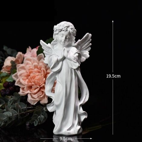 NALOOKAMIC Statue d'ange, ange de cimetière, figurine en résine blanche, statue décorative, pour la maison, le jardin, les mariages, Noël et autres décorations (taille moyenne) (1/3)