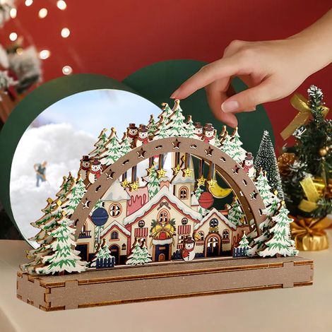 Décoration de Noël en bois faite main, ornement de Noël exquis à faire soi-même pour fenêtre, type 1 (1/5)