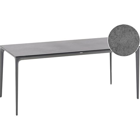 Mesa de comedor de jardín con tablero de HPL y estructura de aluminio resistente a los rayos UV agua óxido gris oscuro Sovareto