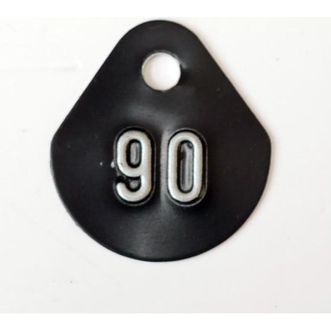 Chiffre goutte d'eau fond noir (à l'unité) estampé "90" en relief blanc hauteur d'écriture 11mm DERANCOURT