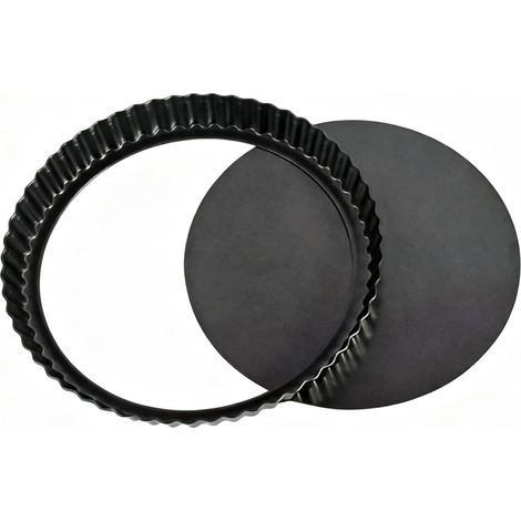 4 Moule à tarte, fond amovible, acier au carbone, anti-adhésif, bords cannelés, pour pâtisserie maison (1/5)