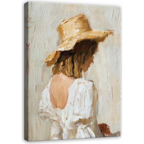 Leinwandbild Abstrakte Frau Boho Beige, sanfte Wanddeko für Schlafzimmer und Wohnzimmer, hochauflösender Druck, 40 x 30 cm