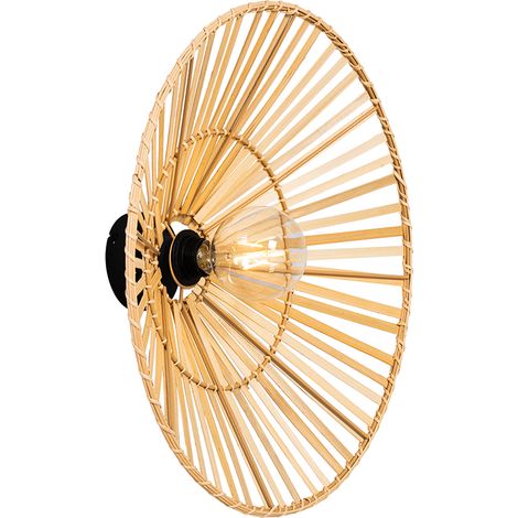 Oriental Wall Light Black with Natural Bamboo - Pua