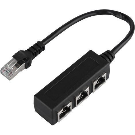 Ej.Life Câble d'extension Ethernet Adaptateur de Câble Répartiteur de Connecteur de Transfert de Port Mâle à 3 Femelle Réseau RJ45 Adaptateur Réseau Câble de Ralle Ethernet (1/5)