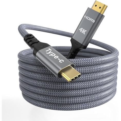 Câble USB C vers HDMI 4K 3M, Type-C avec Connecteur Plaqué Or en Aluminium Compatible avec iPad Pro, iPhone 16, MacBook Pro, Galaxy, Surface (1/5)