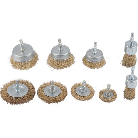 Decdeal Kit d'accessoires à tige hexagonale de 1/4 pouces, 9 pièces, brosse métallique de forage, embout de roue, pour bois et métal