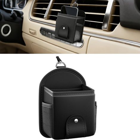 Organizador universal de gafas de sol con clip, bolsillo para la rejilla de ventilación del coche, bolsa de almacenamiento interior para el coche para el teléfono, monedas, llaves y objetos pequeños.