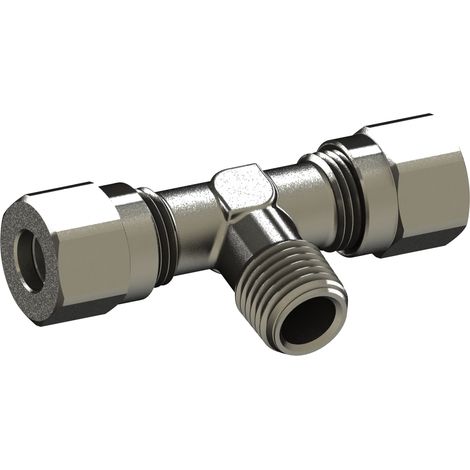 Adaptateur fileté en T RS PRO 69220 vers Enfichable 6 mm BSP 1/8 mâle Mâle 1/8 pouce, entrée ( Prix pour Paquet de 2 )