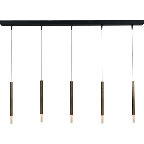Lampe suspendue de table à manger noire Flute Cylindre doré à 5 lumières - 2591-10-130-5-DW (1/3)