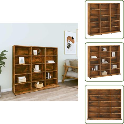 Estantería de discos - vidaXL Estantería de CDs contrachapada roble ahumado 100x23x89,5 cm - Armario multifuncional