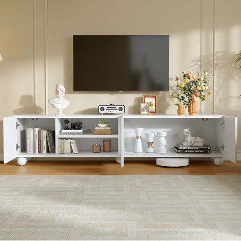 Mueble TV 200 cm con 3 puertas y estantes blanco OKMYHOME (1/5)