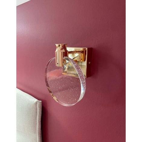 Applique murale en cristal, luxueuse applique murale d'intérieur de style scandinave, applique murale ronde créative pour la chambre à coucher, le chevet, le salon, la salle de bain, la commode, le co (1/4)