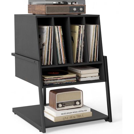 COSTWAY Mobile Porta Vinili Supporto Per Giradischi In Legno Scaffale Per Dischi Mobiletto Stereo Tavolino Laterale Contenitore Cd Espositore Lp Album Soggior (1/5)