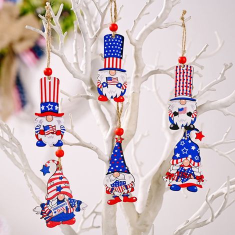 Gnome - Bois - Décoration Fête Nationale États-Unis - Accroche Facile - 1 Boîte (1/5)