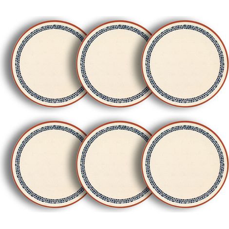 Lot de 6 assiettes plates en faïence 25cm, AMATXI (1/4)