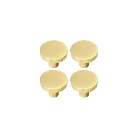 Poignée de meuble ronde en laiton brossé, bouton de tiroir, poignée de meuble de salle de bain dorée, poignée de tiroir avec vis pour meuble, tiroir, 32 mm x 25 mm (1/4)