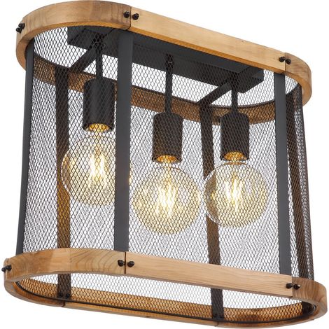 Globo Jeanie Plafonnier semi-encastré multi-bras noir mat 3x E27