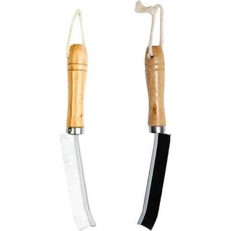 Lot de 2 brosses de nettoyage pour recoins avec poils durs et manche en bois, pour salle de bain. (1/4)