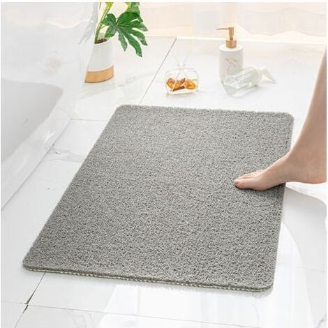 Tapis de Douche Antidérapant, Doux Loofah Anti Moisissure PVC Tapis de Bain pour Cabine de Douche Salle de Bains 60x90cm(Gris) (1/5)