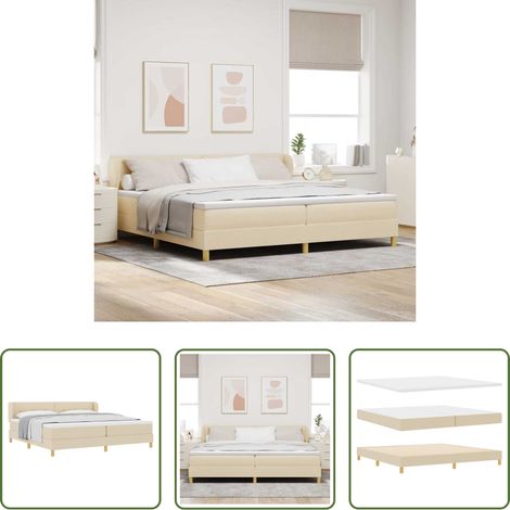 vidaXL Stoffbett - Boxspringbett mit Matratze Creme 200 x 200 cm Stoff (1/5)