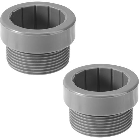Lot de 2 Stabilisateurs de Mât de Parasol Piscine, Manchon de Support Parapluie en Plastique Adaptateur Fileté Terrasse pour Insert Parapluie de 1 3/4 Pouce (Gris) (1/5)