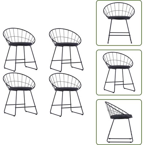 Sillas de comedor cuero sintético - vidaXL Sillas de comedor asientos de cuero sintético 4 uds acero negro - Sillas de comedor negras