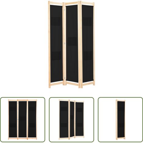 Raumteiler 3-teilig - 3-teiliger Raumteiler Schwarz 120 x 170 x 4 cm Stoff (1/5)