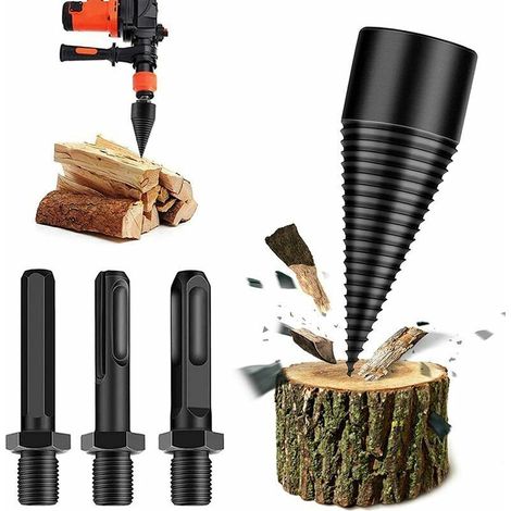 Log Splitting Drill Bit, Log Splitter for Firewood Machine, Conical Drill Bit, Multifunctional Wood Drill Bit for Splitting Logs, With 3 Drilling Handles, Square/Round/H (1/5)