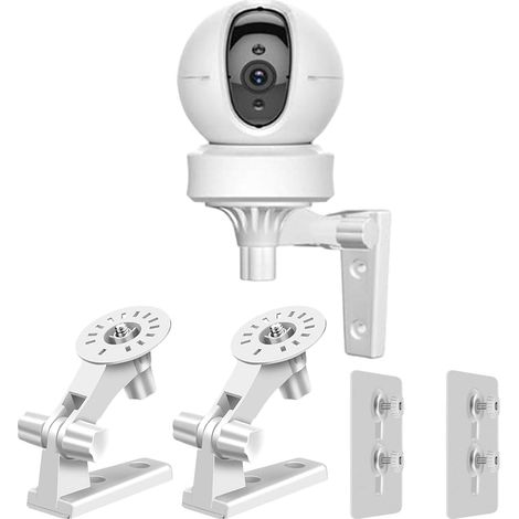 Lot de 2 supports muraux pour caméra de sécurité, avec angle réglable, rotation à 180 °, compatibles avec caméra de surveillance intérieure
