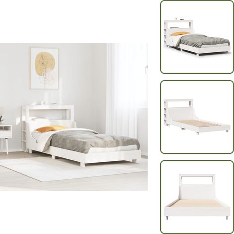 Letto con ripiani - vidaXL Letto senza Materasso Bianco 90x200 cm Legno Massello di Pino - Letto in pino