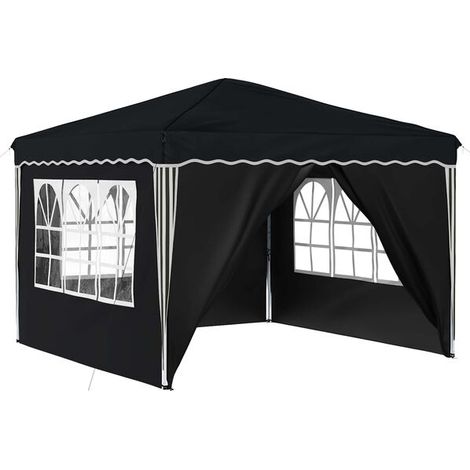 Tente de réception portable, mesurant 288 x 288 x 245 cm, en tissu Oxford gris anthracite. (1/2)