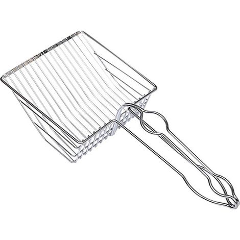 Pelle à litière pour chat en acier inoxydable – mailles fines, design ergonomique et facile à nettoyer – couleur argent (1/5)