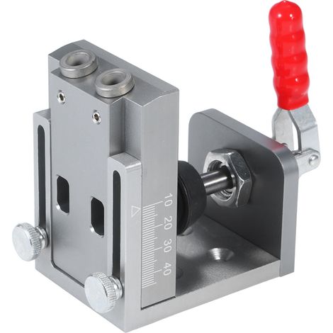 Guide de perçage oblique 15° en alliage d'aluminium avec serre-joint rapide, gabarit de positionnement pour trous de poche, outil de menuiserie (1/4)