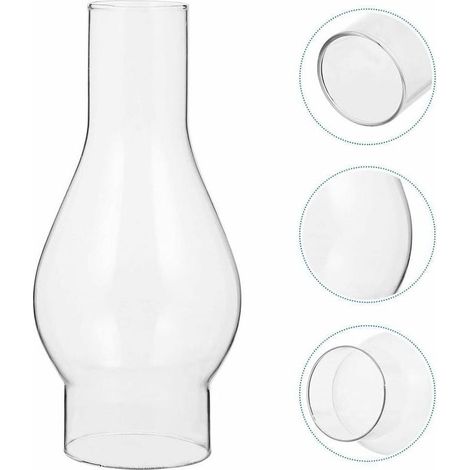 Abat-jour en Verre Transparent - Pour Lampe à Huile - Cheminée en Verre de Lampe à Pétrole - Abat-jour pour Lampe Kérosène - Accessoires Remplaçables - Size : Small (1/4)