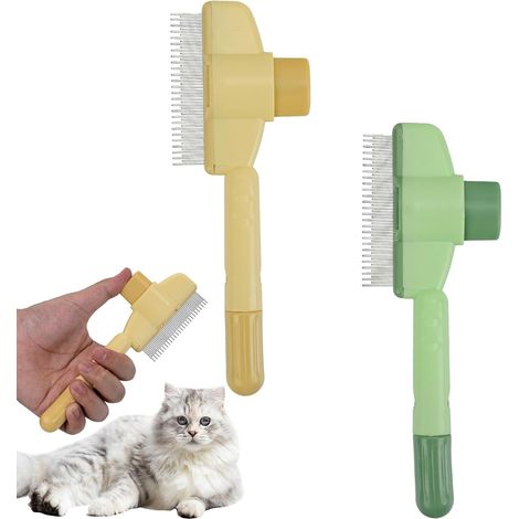 Flea Comb Kit for Dogs and Cats, 2 Pcs Cat Combs for Removing Dead Hair, Self Cleaning Brush for Long and Short Hair, Long Lasting (1/5)