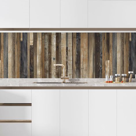 Crédence adhésive cuisine - Effet bois - 50x117 cm - Adhésif + Protection MATE (1/5)