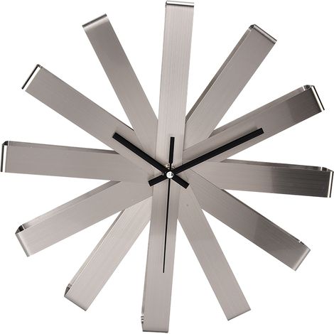 Horloge murale en acier inoxydable, silencieuse, moderne et décorative, à suspendre dans une chambre ou un salon. (1/5)