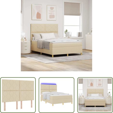 Lits LED - Lit à ressort LED avec matelas Crème 160 x 200 cm tissu (1/5)