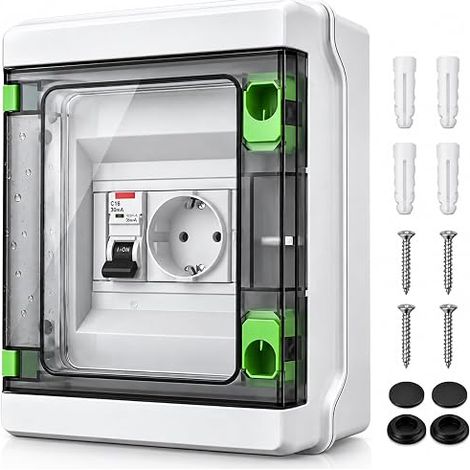 Prise Schuko avec interrupteur de protection FI, boîtier de prise IP65 (1/5)