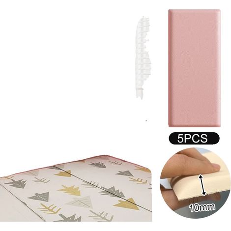 Pegatinas de pared 3D, diseño de bolsa suave, paneles autoadhesivos, rosa - 5 piezas (1/2)