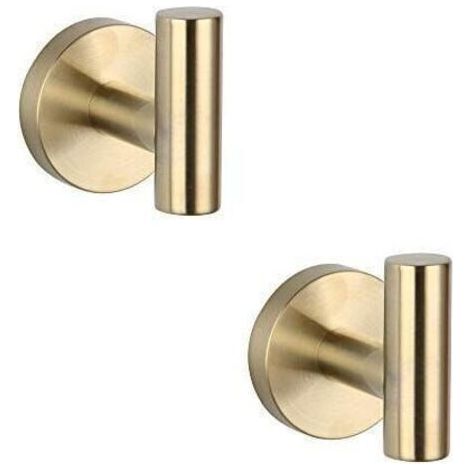 Set mit 2 Haken aus gebürstetem, goldfarbenem Edelstahl SUS 304 für das Badezimmer