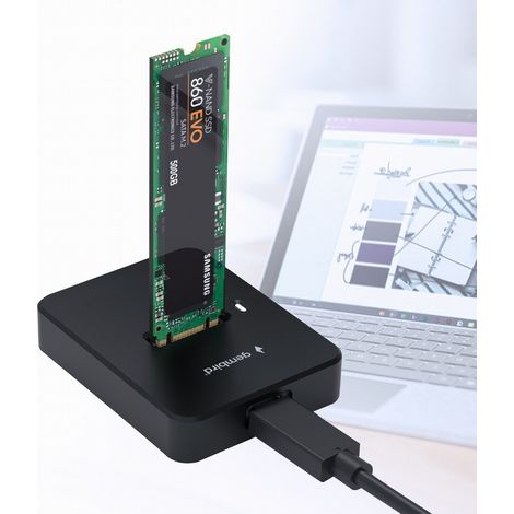 Gembird DD-U3M2 Desktop USB Type-C M.2 SATA & NVME SSD drive docking station, black (1/5)