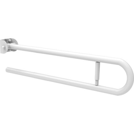 Barra maniglione in inox bianco ribaltabile cm 80 con porta rotolo (1/3)