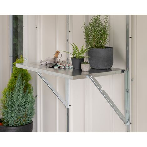 Hörmann Ecostar Klapptisch für "Euroline" und "Juno" Gerätehäuser, silber, 50 x 72 cm (B x T) (1/4)