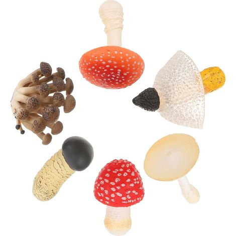 Figurines de Champignons Artificiels Décoration Miniature Lot de 6 en PVC, Jouets Mini Champignons Réalistes Résistants aux Dommages pour Loisirs Créatifs (1/5)