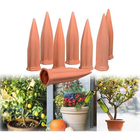 8 Pièces Oya en terre cuite, cône irrigation goutte à goutte, distributeur eau bouteille, arrosage automatique jardin intérieur extérieur (1/5)