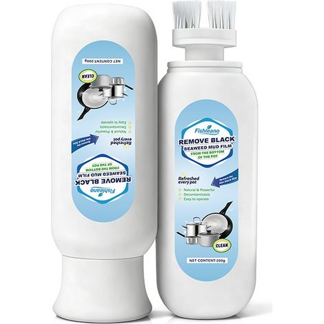 FISHLEANO pot bottom cleaner removes black dirt, burnt-on stains and stubborn grease a household cleaner for kitchen utensils. (1/5)